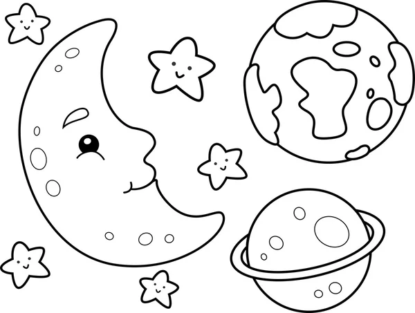 Outer Space Coloring Page — Stock Photo, Image