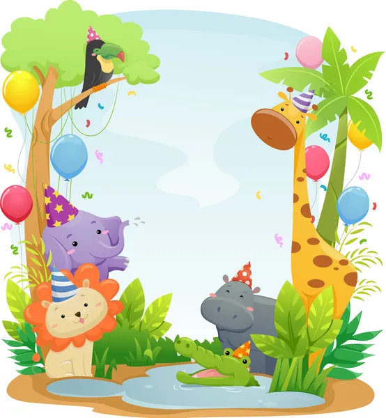 Safari Animal Birthday Background — Stock Photo, Image