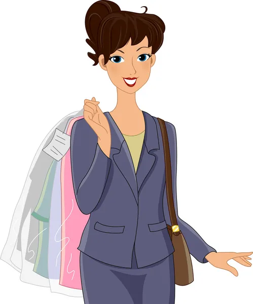 Dry Cleaning Girl — Stock Photo, Image