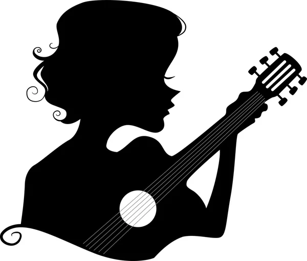 Gitaar meisje silhouet — Stockfoto