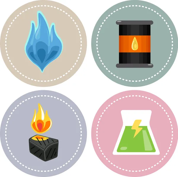 Non-renewable Energy Icons — Stock Photo, Image