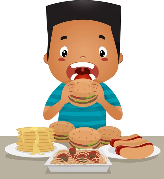 Mértéktelen evés fiú — Stock Fotó