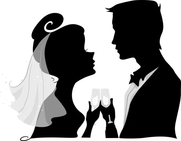 Bruiloft toast silhouet — Stockfoto