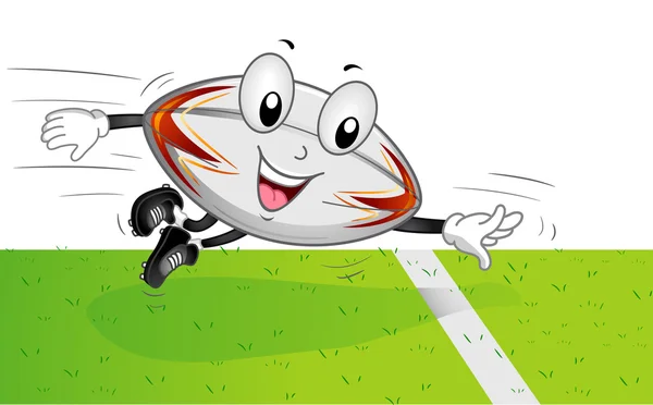 Rugby maskot touchdown — Stockfoto