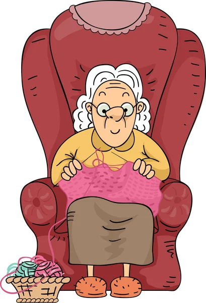 Senior Woman Knitting — Stock Photo, Image