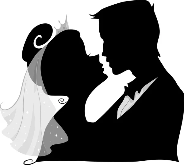 Matrimonio bacio silhouette — Foto Stock