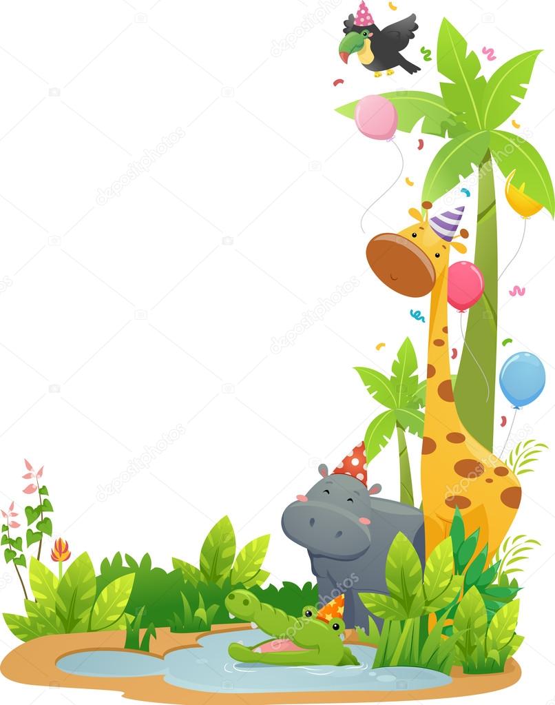 Clipart safari border Safari Animals Corner Border — Stock Photo
