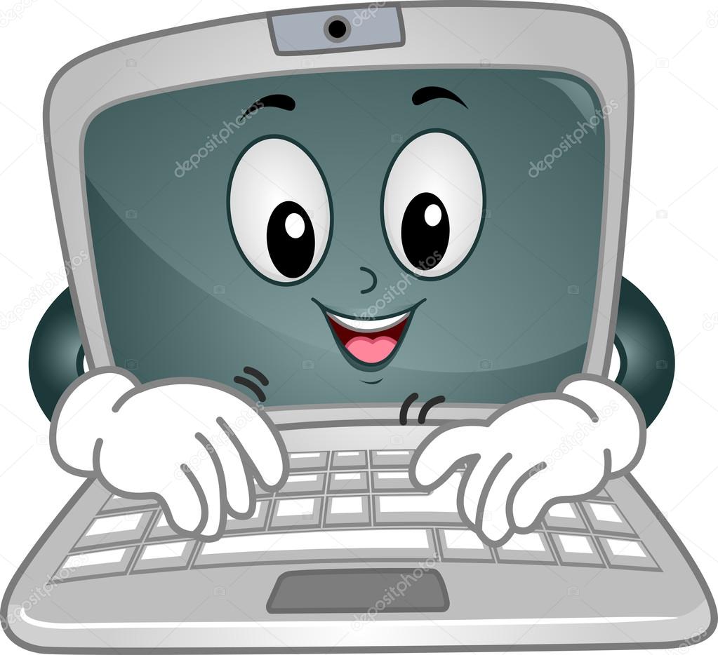 Laptop Mascot Typing