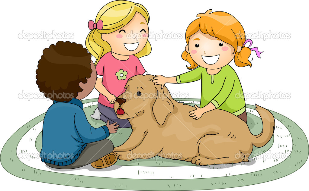 Kids Petting Dog
