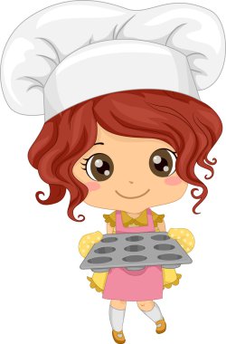cupcake tepsisi tutan kız