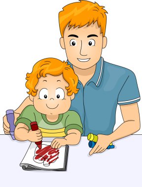 Baba oğul renk boyama kitabı yardım