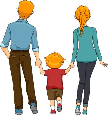 geri görünüm aile yürüyüş