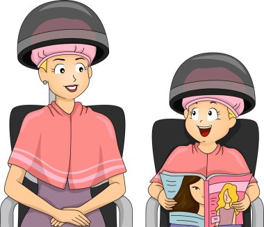 Anne ve kızı bir salonda yapıştırma