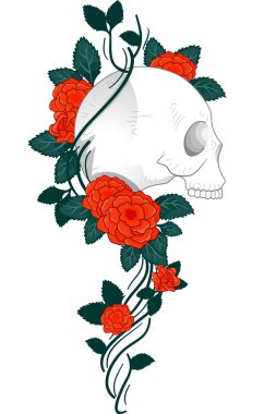 Skull dövme güller