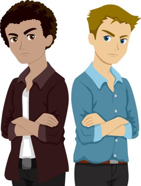 Teenage Males Snubbing Each Other clipart