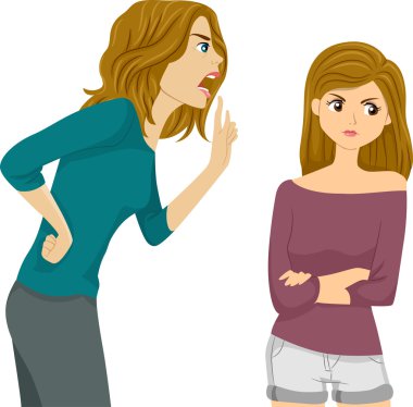 Mother Nagging on Her Daughter clipart