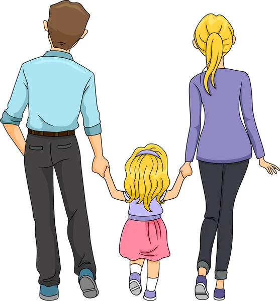 Familjen promenader tillsammans — Stockfoto