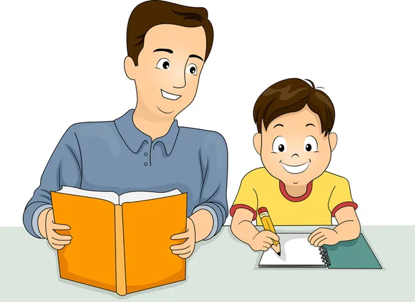 父亲和儿子的家庭作业 — 图库照片