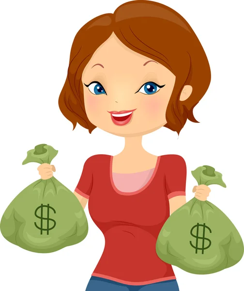 Pretty Girl Carrying Cash Bags — Stock Photo, Image