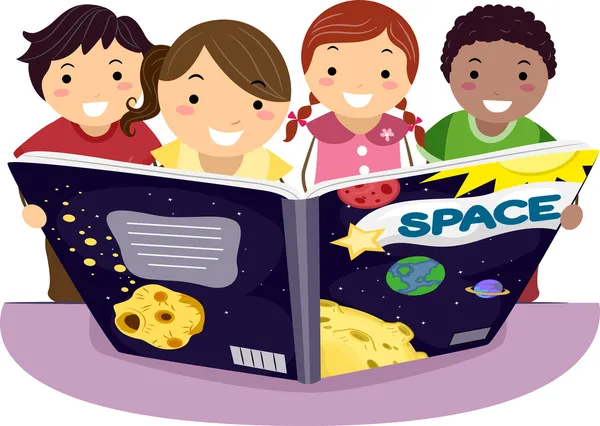 Niños aprendiendo astronomía juntos — Foto de Stock