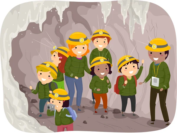 Preschool Kids on a Cave Tour — Stock Photo, Image