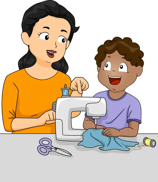 Teacher Teaching Student How to Sew — Stock Photo, Image