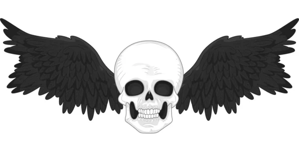 Cráneo con tatuaje de alas negras — Foto de Stock