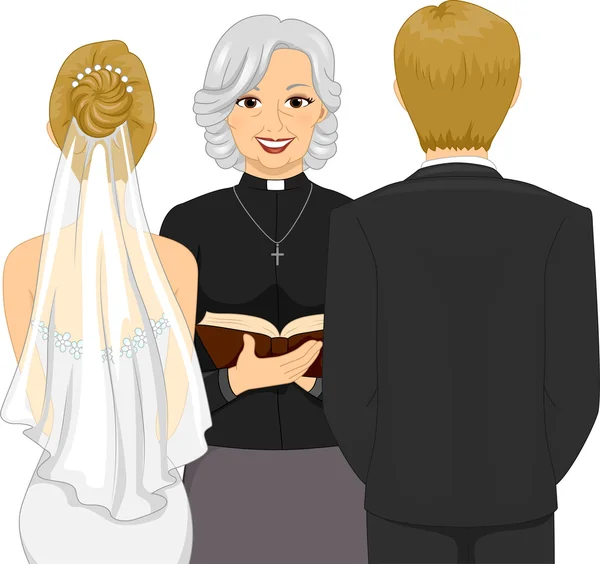 Female Priest Officiating a Wedding Ceremony — Stock Photo, Image