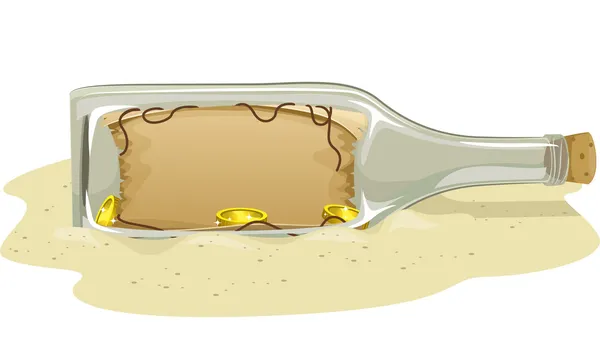 Treasure Map Tucked Inside a Bottle — Stock Photo, Image