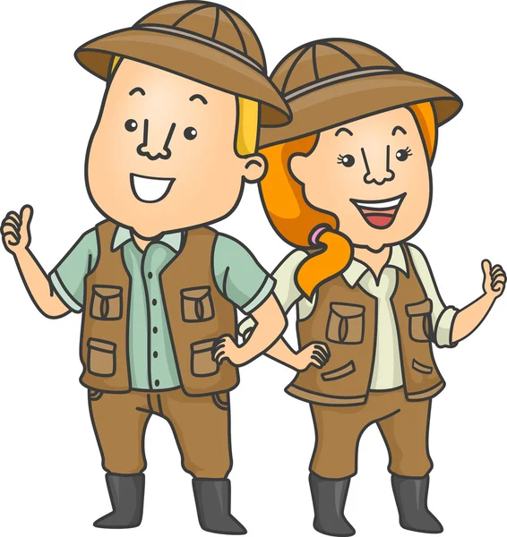 Couple Wearing Safari Outfits — Stock Photo, Image