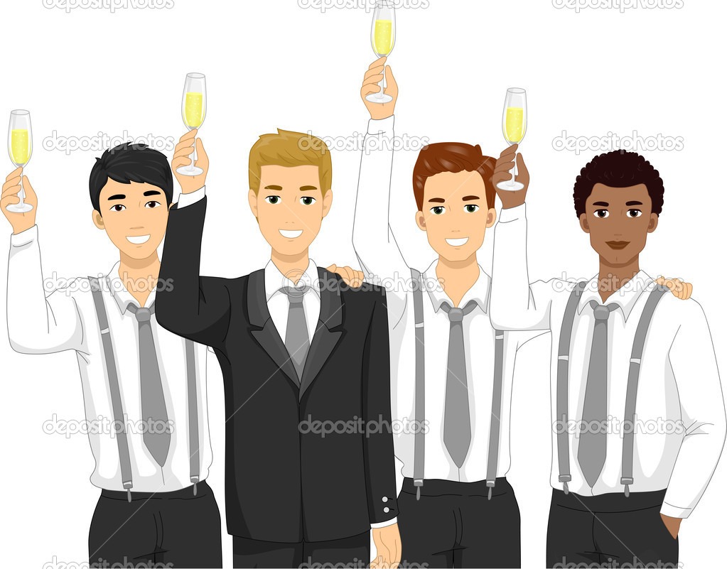 Groomsmen Raising a Toast Stock Illustration by ©lenmdp #51515487