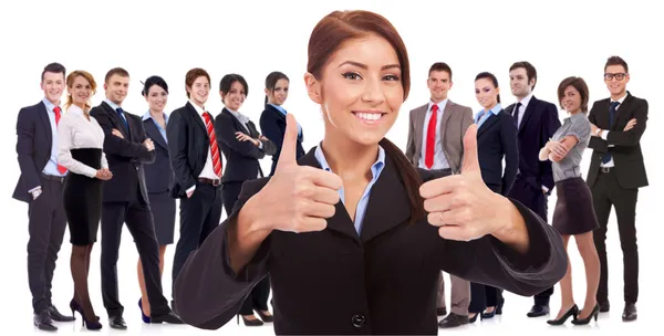 Woman leader is very happy about the results Royalty Free Stock Photos