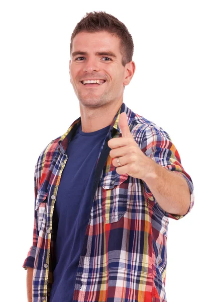 Casual young man thumbs up — Stock Photo, Image