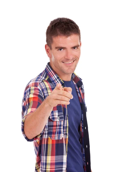 Happy young man pointing at you — Stock Photo, Image