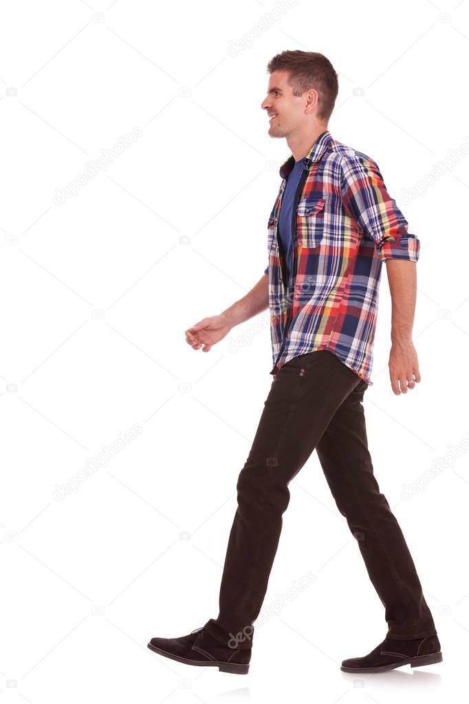 side view of man walking