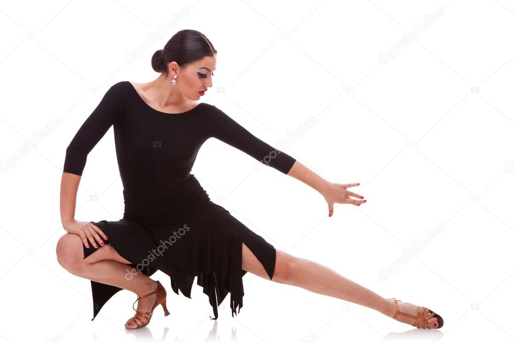 woman salsa dancer in a lunge pose