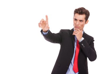 iş adamı hayali dijital düğmeye basmak