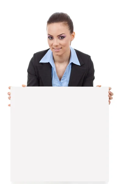 Mujer de negocios con tablero en blanco — Foto de Stock