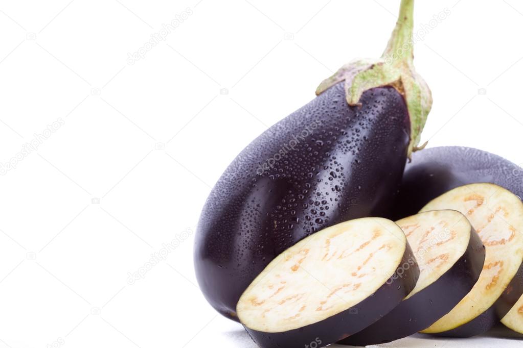 whole and sliced eggplants