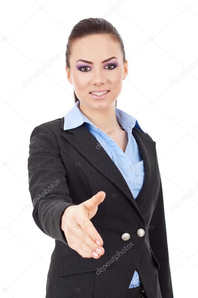 business woman shaking hands