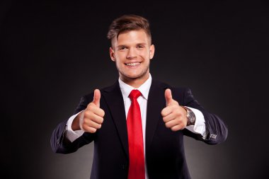 business man both thumbs up clipart