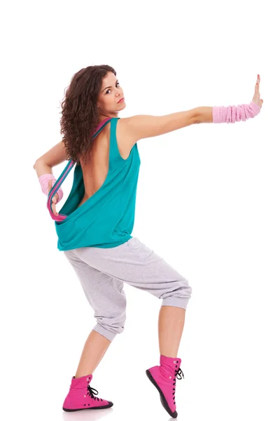 Woman dancer with hand stretched — Stock Photo, Image