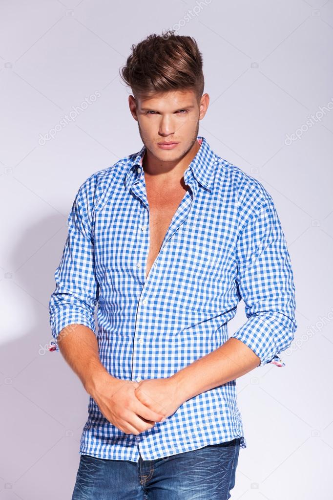 young male fashion model posing