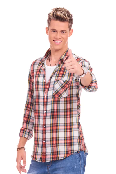 Casual man thumbs up — Stock Photo, Image