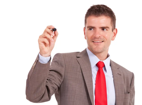 Hombre de negocios escribiendo con marcador — Foto de Stock