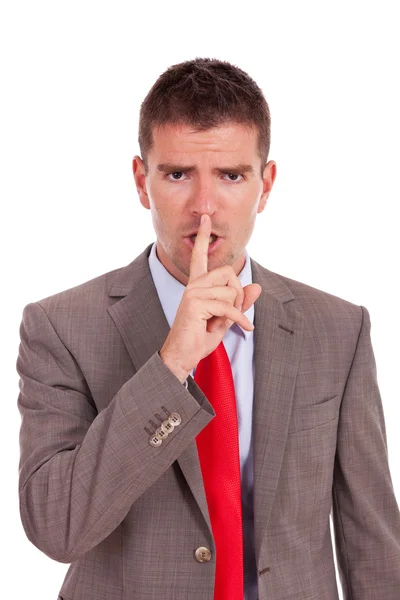 Business man making silence — Stock Photo, Image