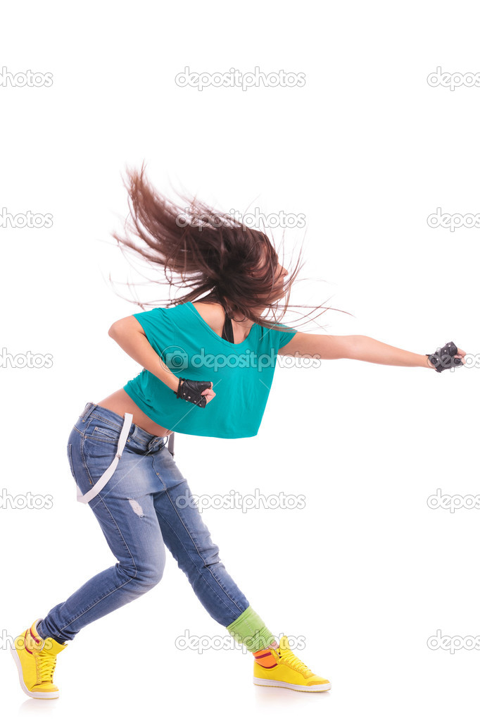 woman modern dancer punching