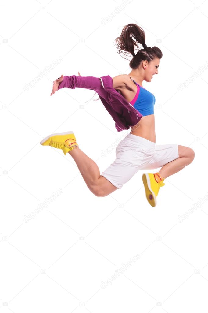 hip hop woman dancer jumping