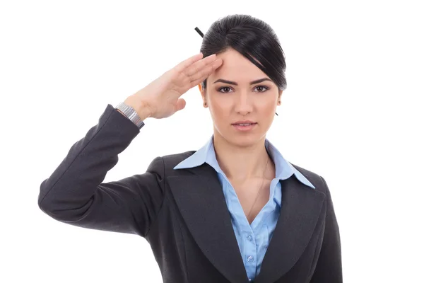 Mujer de negocios saludando — Foto de Stock