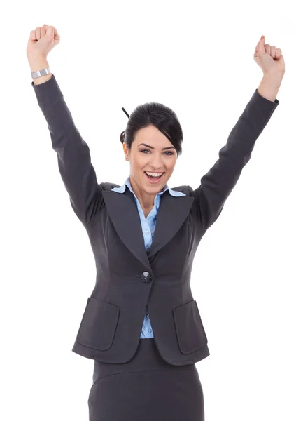 Feliz animar a la mujer de negocios ganar —  Fotos de Stock